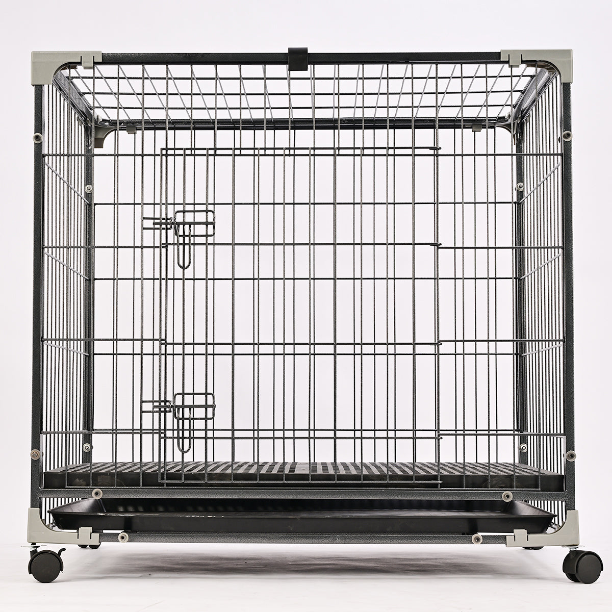 Metal Dog Crate with Double Doors & Feeding Door