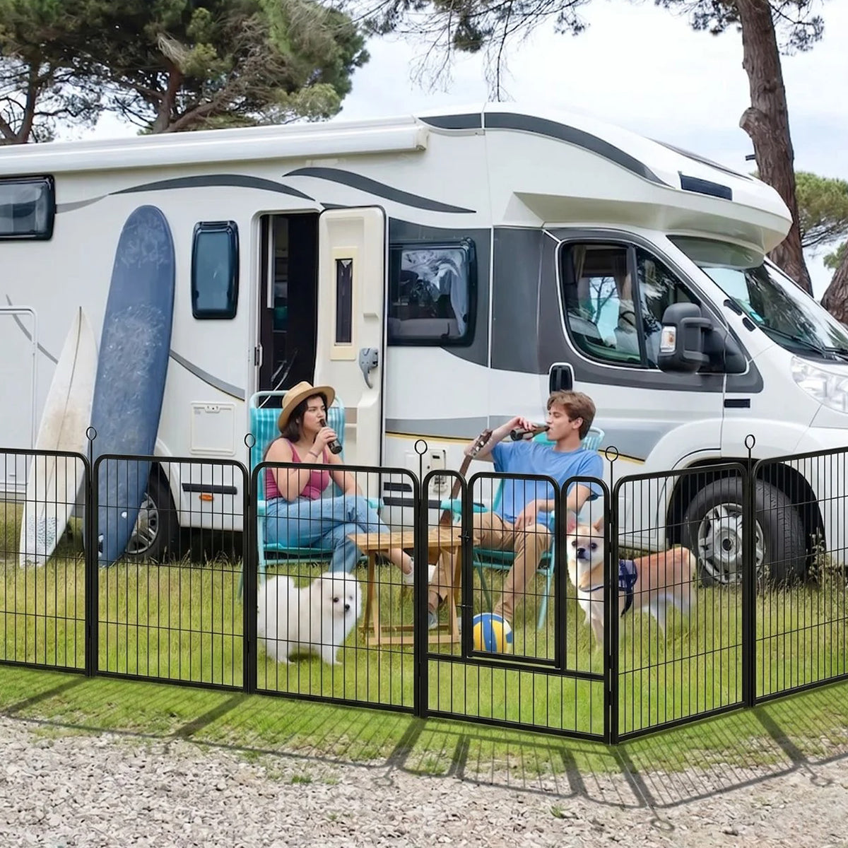 Metal Dog Crate with Double Doors & Feeding Door