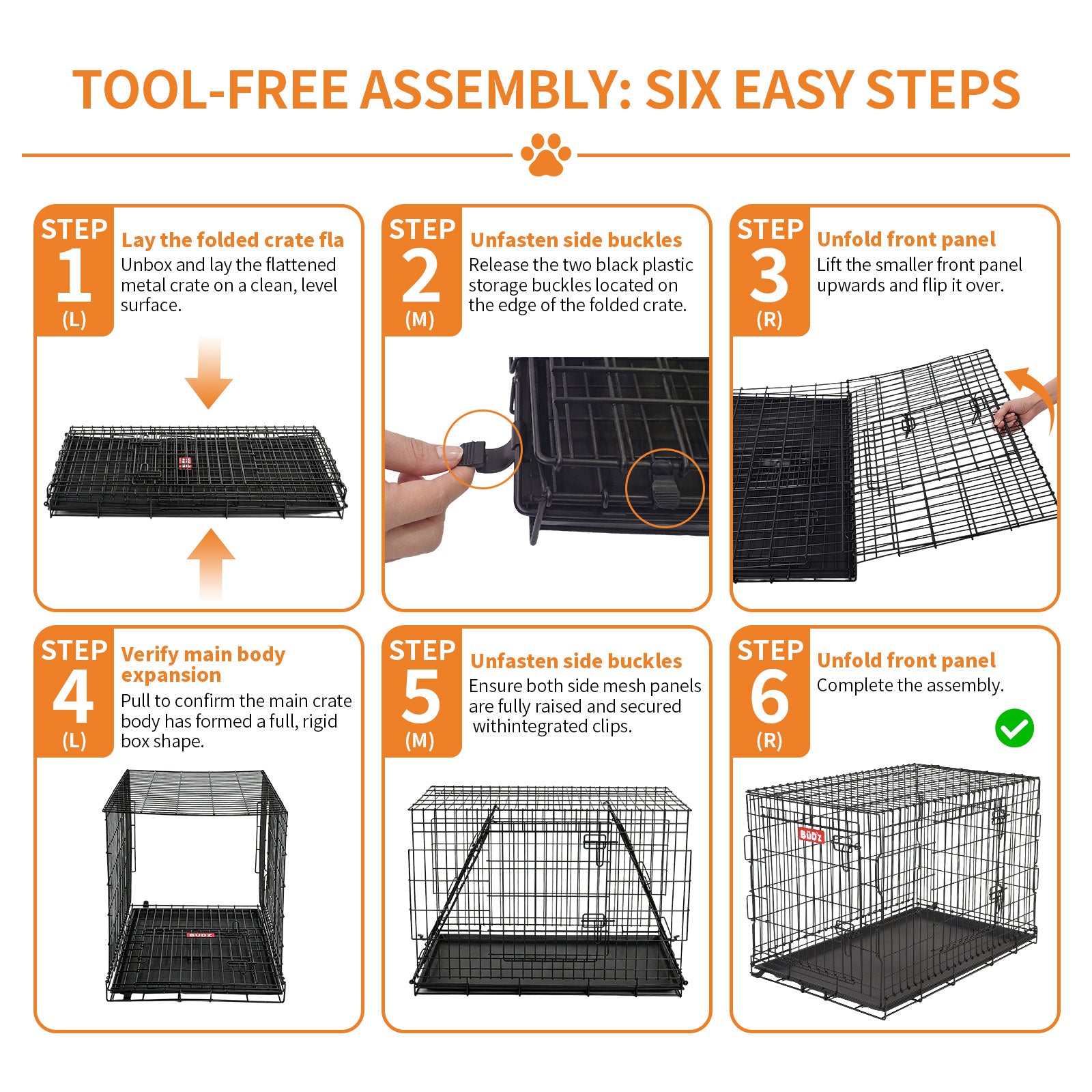 Freepet Loop Wire Crate Double Door Folding Dog Crate with Divider Panel, Leak-Proof Tray & Secure Latches, Portable, Durable & Easy to Assemble