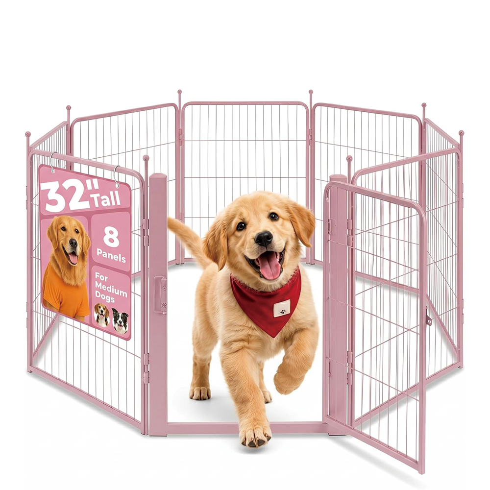 Freepet Dog Playpen - 32 inch 8 Panels Heavy Duty Metal Puppy Fence