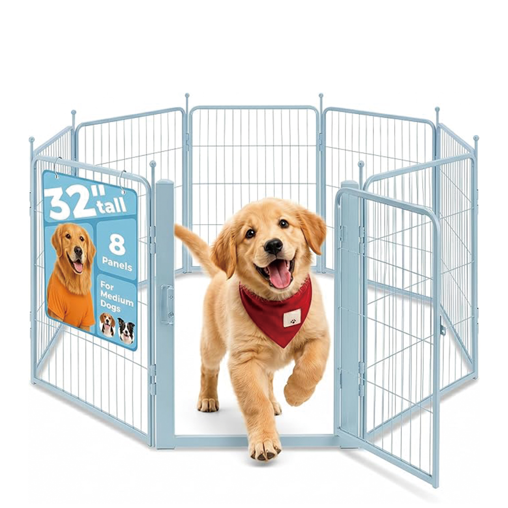 Freepet Dog Playpen - 32 inch 8 Panels Heavy Duty Metal Puppy Fence