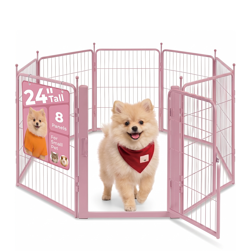 Freepet Dog Playpen - 32 inch 8 Panels Heavy Duty Metal Puppy Fence