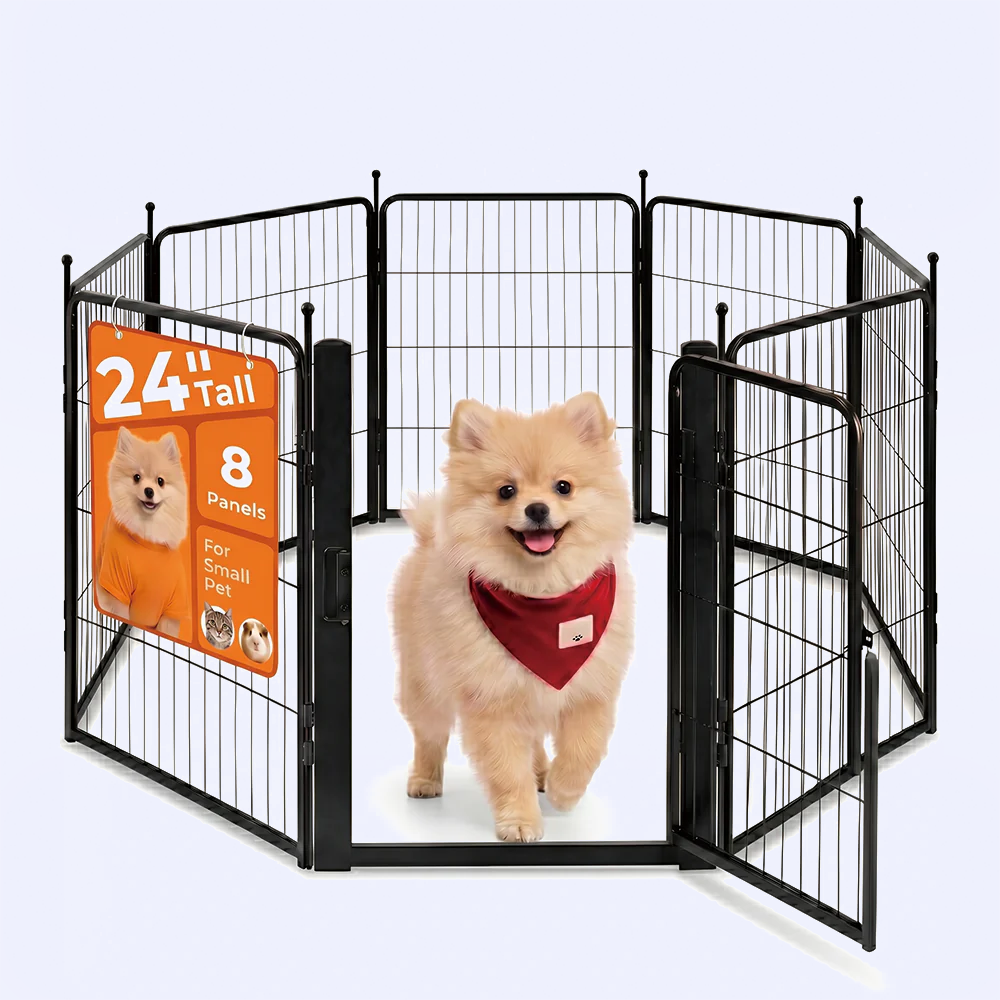 Freepet Dog Playpen - 32 inch 8 Panels Heavy Duty Metal Puppy Fence