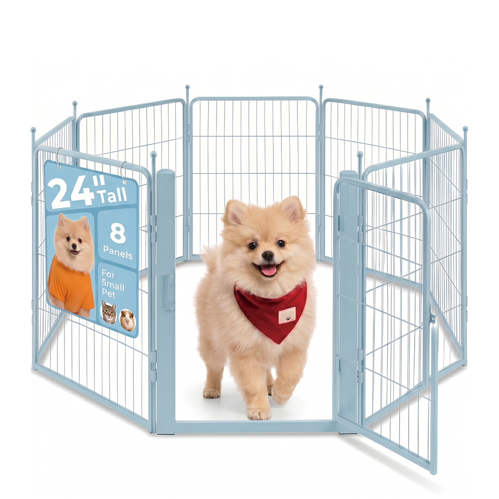 Freepet Dog Playpen - 32 inch 8 Panels Heavy Duty Metal Puppy Fence