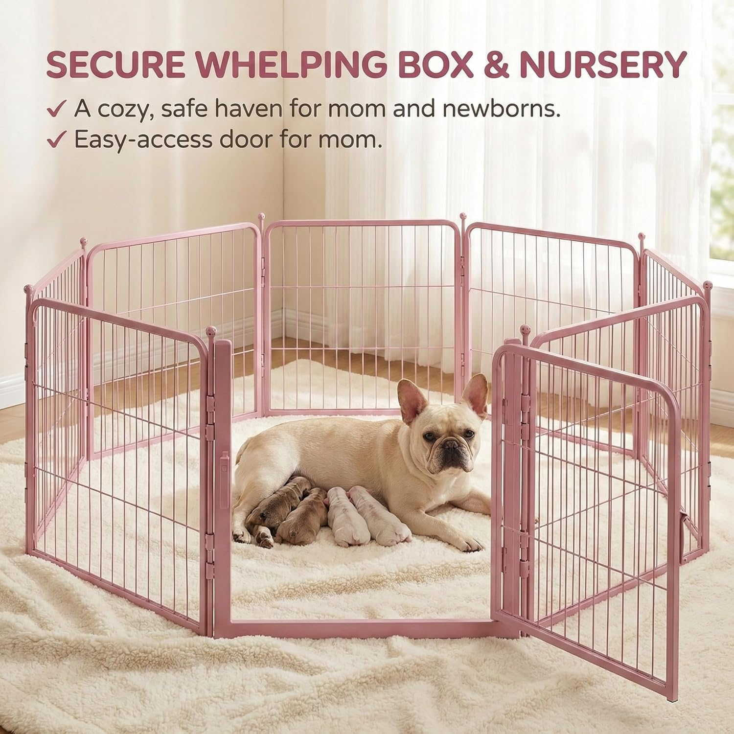 Freepet Dog Playpen - 32 inch 8 Panels Heavy Duty Metal Puppy Fence