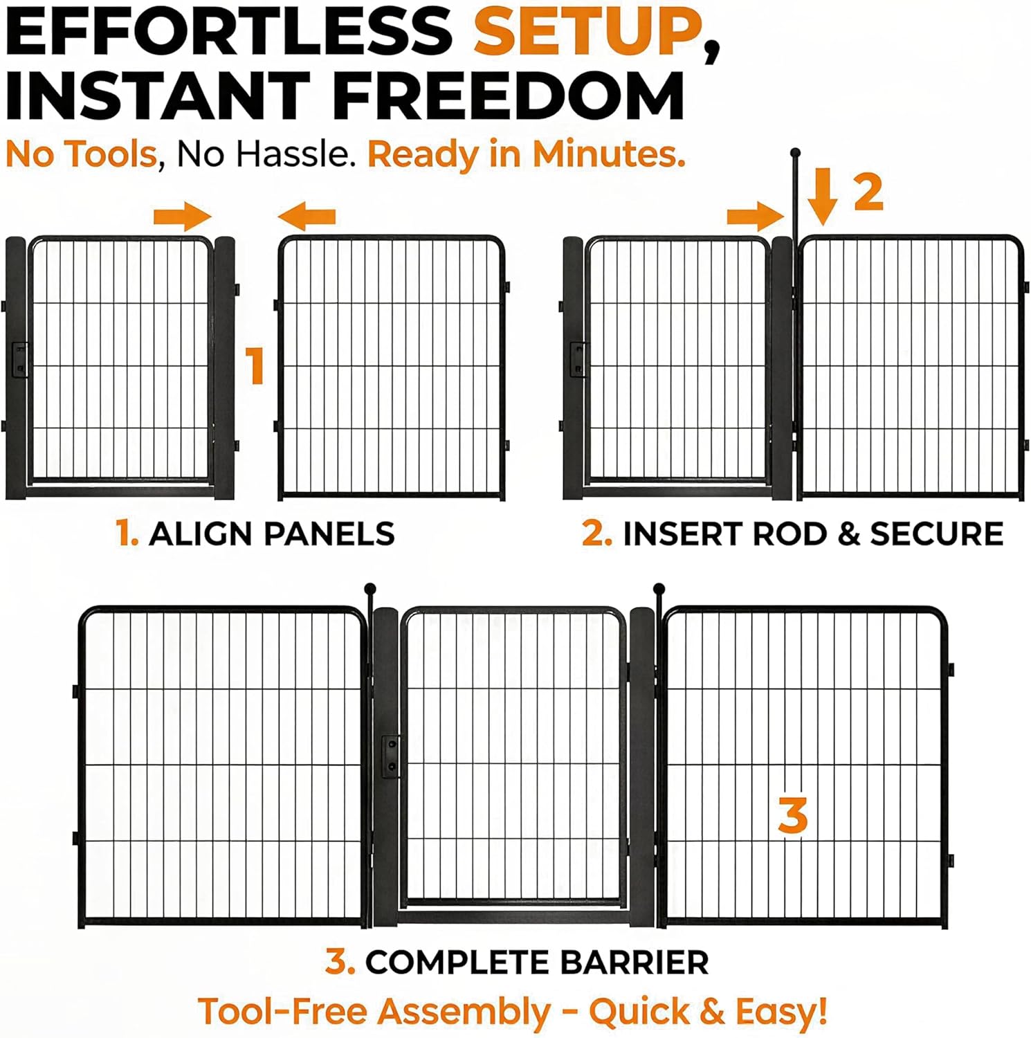 Freepet Dog Playpen - 32 inch 8 Panels Heavy Duty Metal Puppy Fence