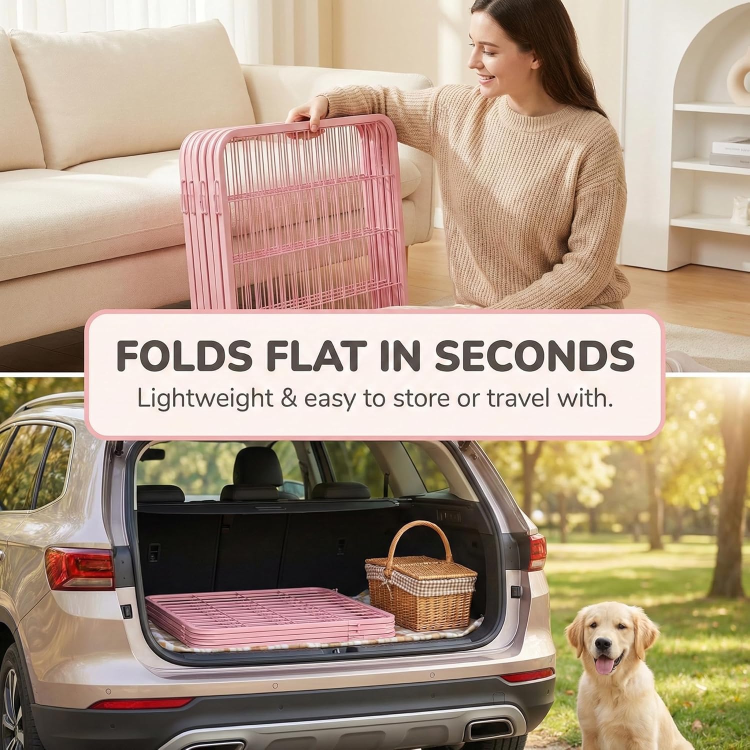 Freepet Dog Playpen - 32 inch 8 Panels Heavy Duty Metal Puppy Fence