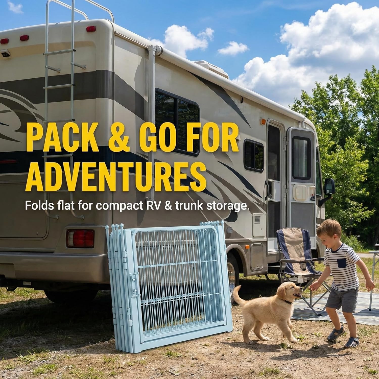 Freepet Dog Playpen - 32 inch 8 Panels Heavy Duty Metal Puppy Fence