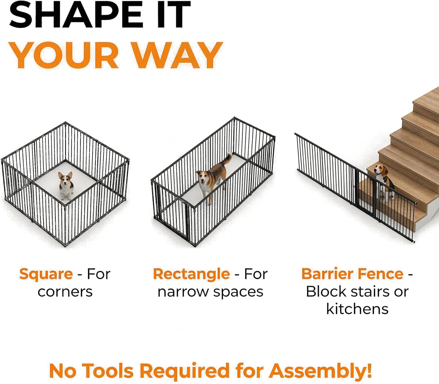 Freepet Dog Playpen - 32 inch 8 Panels Heavy Duty Metal Puppy Fence
