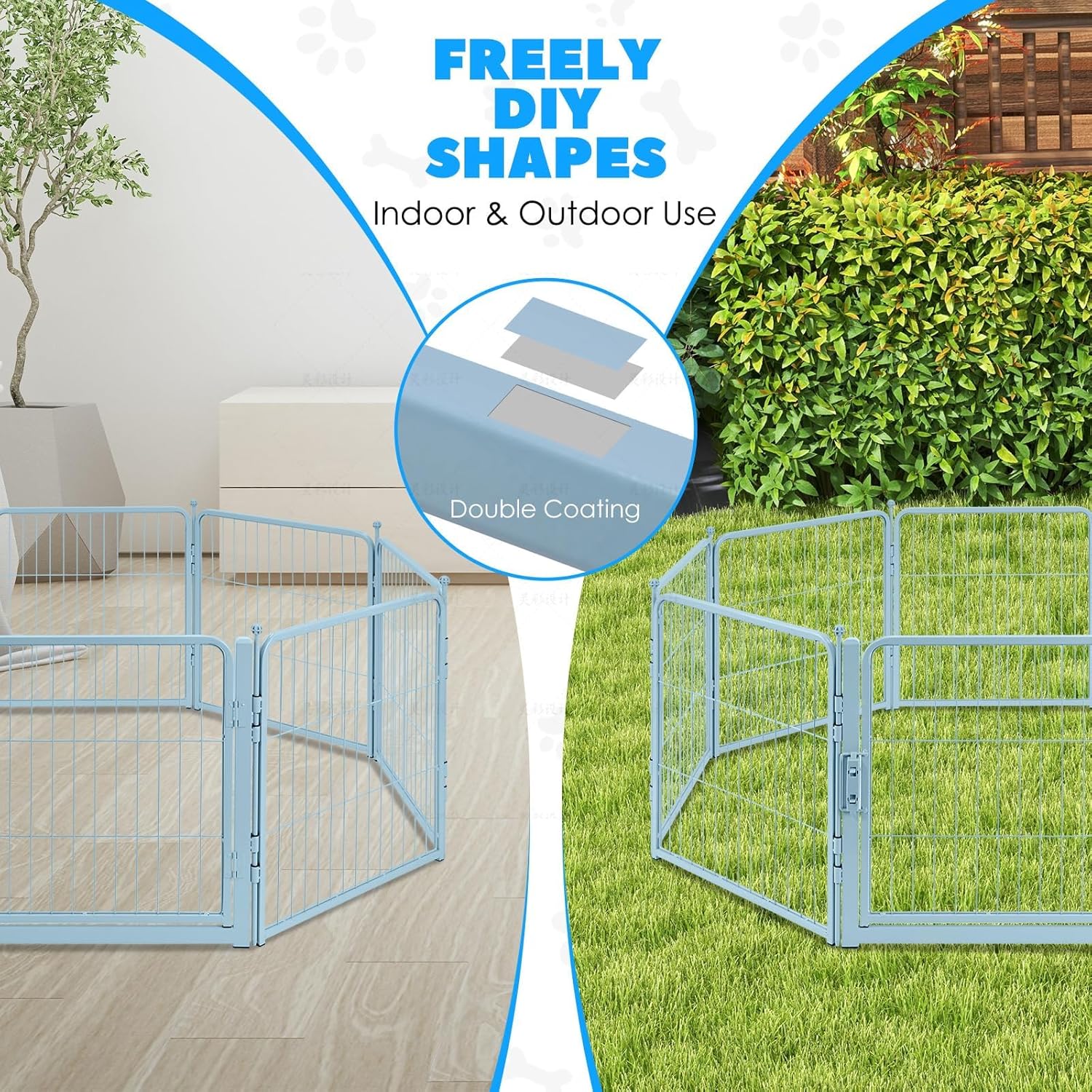 Freepet Dog Playpen - 32 inch 8 Panels Heavy Duty Metal Puppy Fence