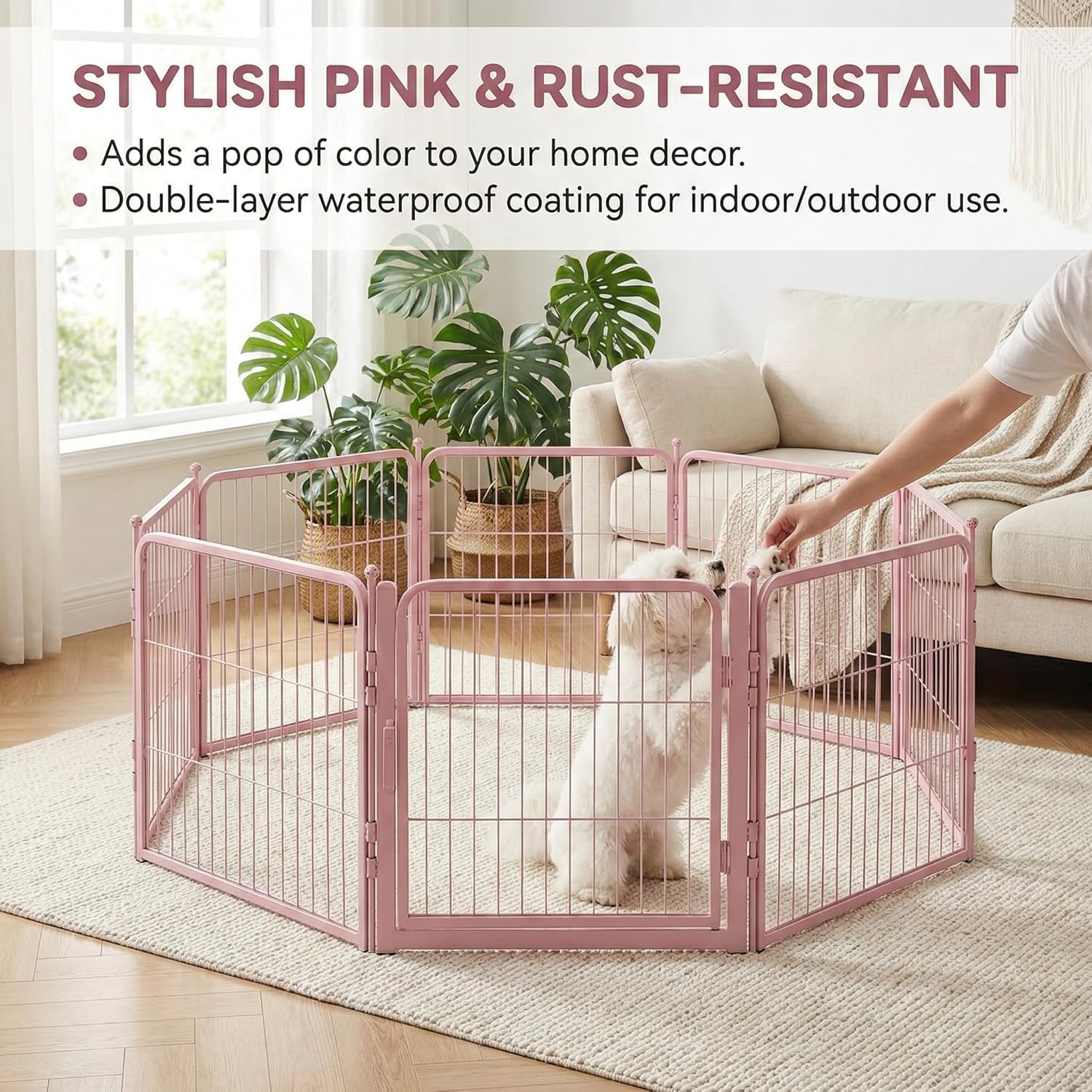 Freepet Dog Playpen - 32 inch 8 Panels Heavy Duty Metal Puppy Fence