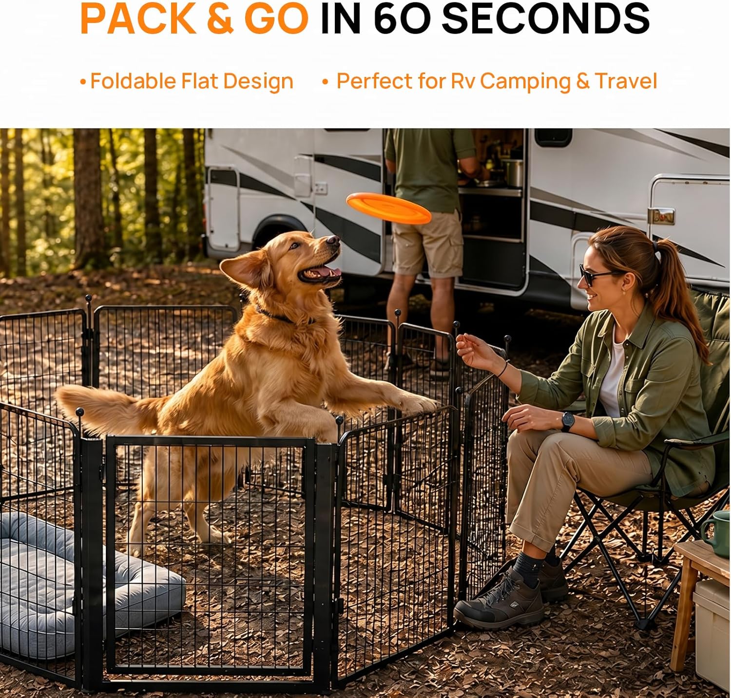 Freepet Dog Playpen - 32 inch 8 Panels Heavy Duty Metal Puppy Fence