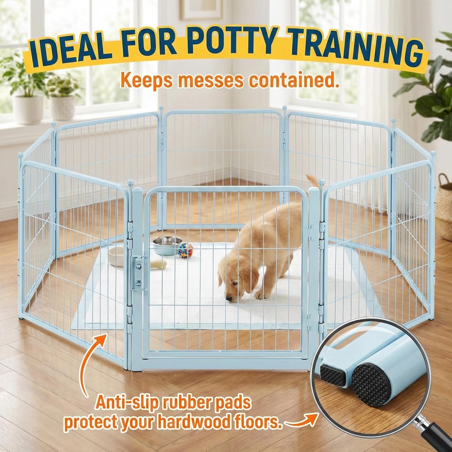 Freepet Dog Playpen - 32 inch 8 Panels Heavy Duty Metal Puppy Fence