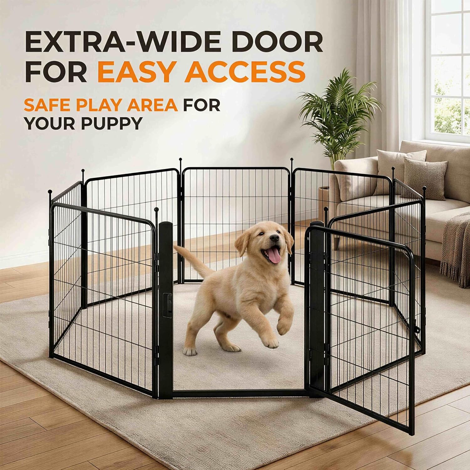 Freepet Dog Playpen - 32 inch 8 Panels Heavy Duty Metal Puppy Fence