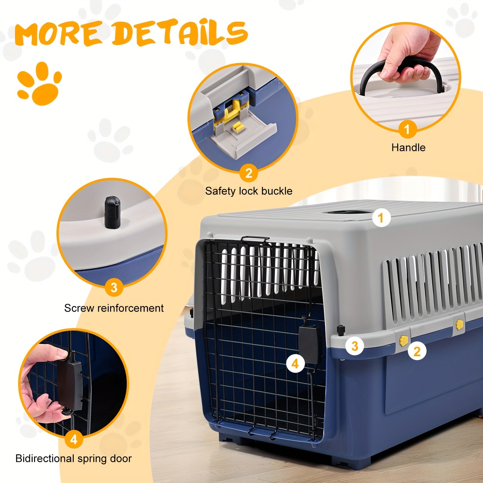 Freepet Dog Premium Kennel - Portable Dog Carriers & Crates for Large Dogs, Airline-Friendly, Durable Plastic, Pet Carrier For Home and Travel