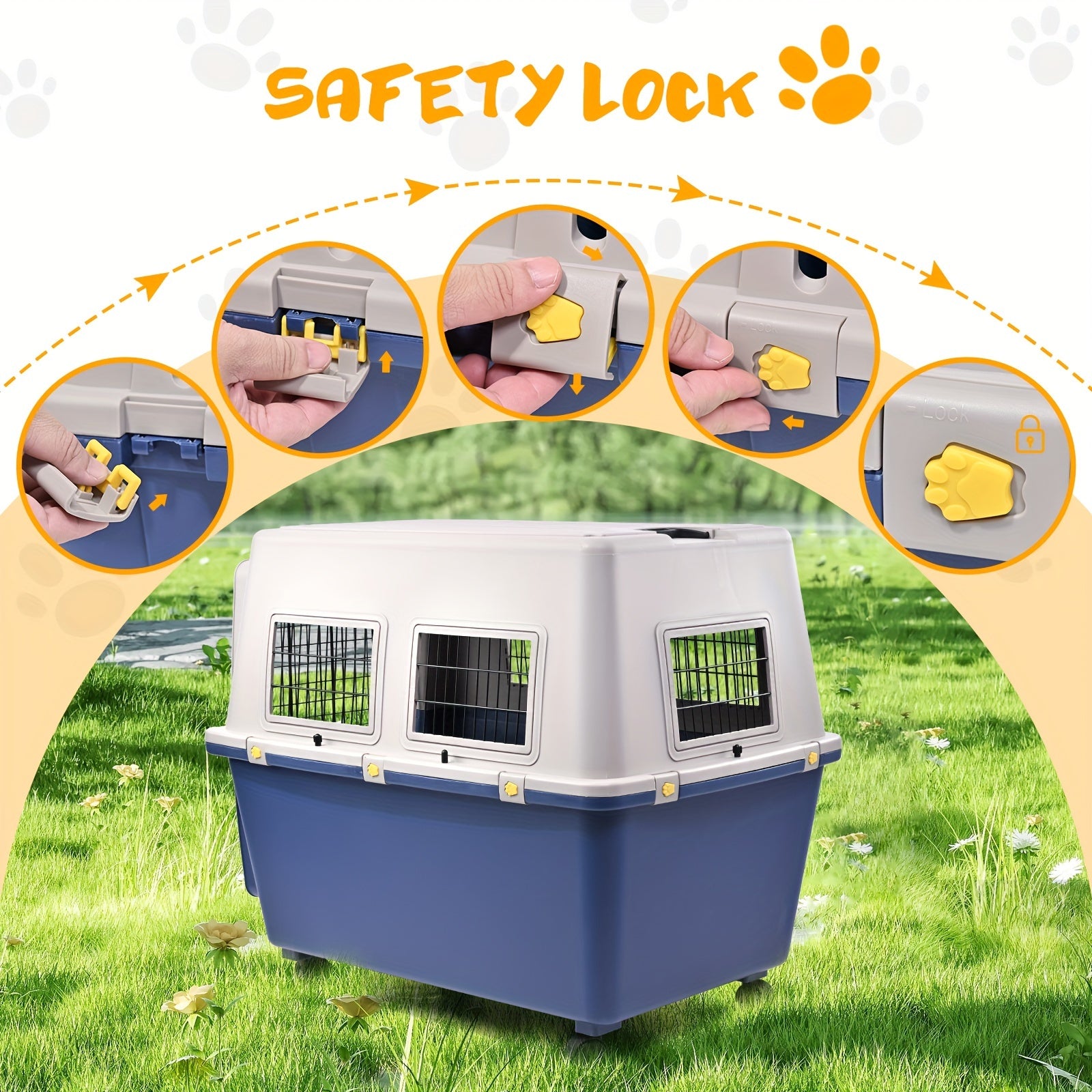Freepet Dog Premium Kennel - Portable Dog Carriers & Crates for Large Dogs, Airline-Friendly, Durable Plastic, Pet Carrier For Home and Travel
