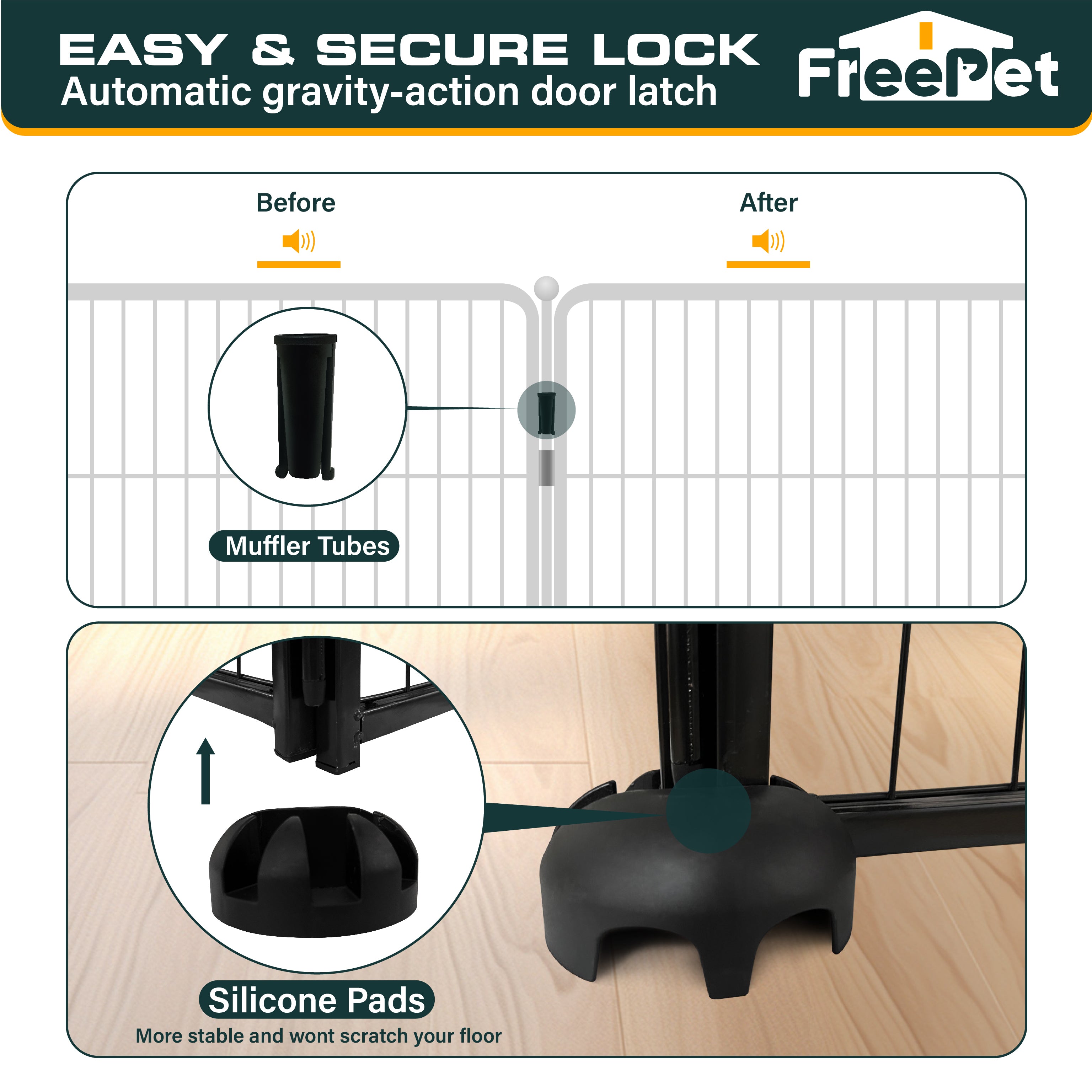 Outdoor Dog Playpen - 24 inch, 8 Panels for Small and Puppy Size Dogs - Heavy Duty Metal Pet Fence with Black Anti-Rust Coating - Portable Exercise Play Pen for RV, Camping, and Yard